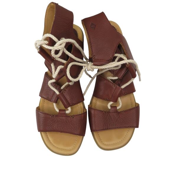 Sperry Top Sider Vivienne Lia Leather Sandals Lace Up Block Heel Size 7 - Picture 8 of 9